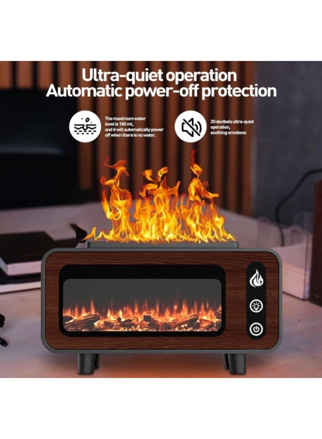 Modern Aroma Diffuser & Ultrasonic Humidifier – 200ml Large Capacity, Realistic Flame Lighting Effect, Auto-Shutoff Safety & Vintage Fireplace Design (Model LA-0646) - Image 3